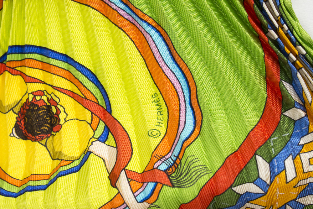 Hermes "Belles du Mexique" Virginie Jamin Designed Pleated Scarf