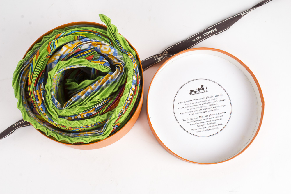 Hermes "Belles du Mexique" Virginie Jamin Designed Pleated Scarf