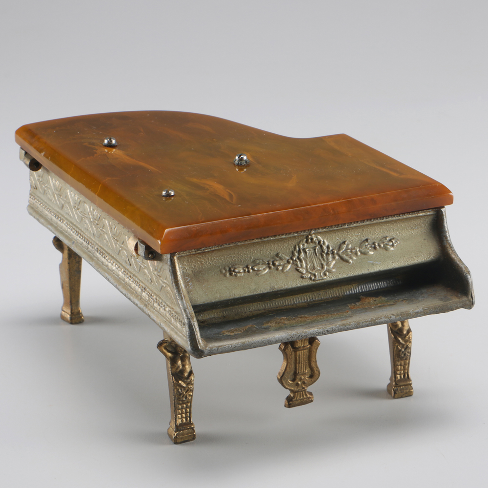Piano Music Box With Bakelite Lid