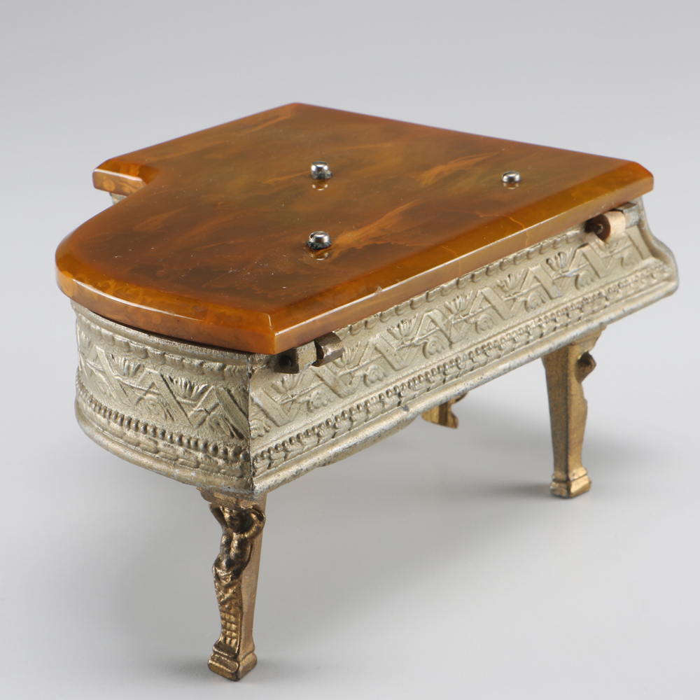 Piano Music Box With Bakelite Lid