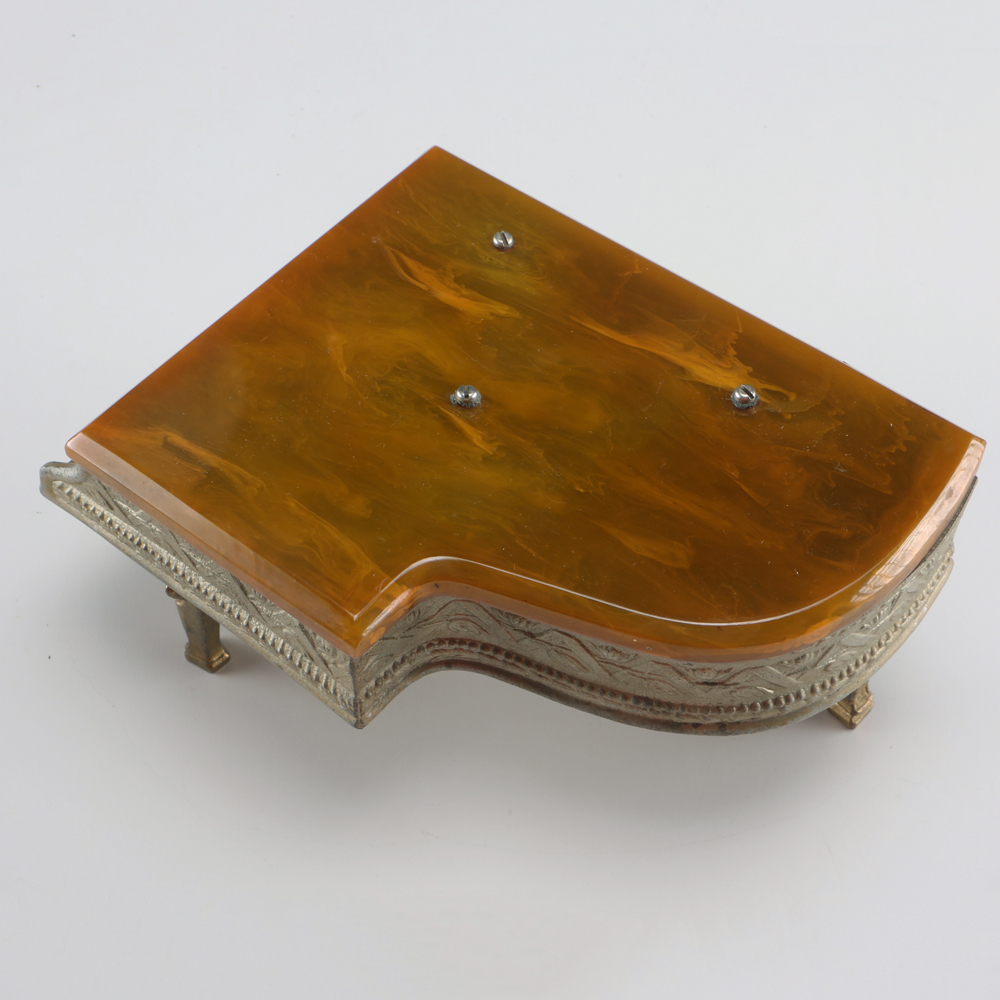 Piano Music Box With Bakelite Lid
