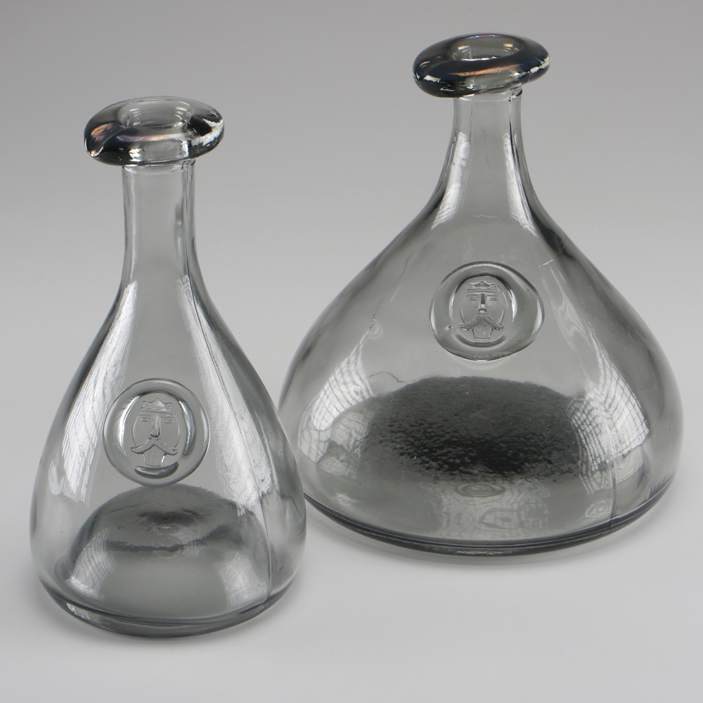 Pair Of Green Glass Decanters