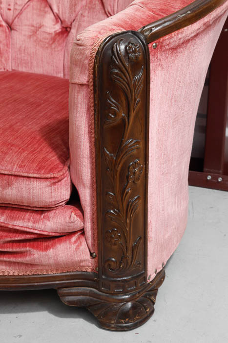 Art Deco Pink Velvet 1930's Vintage Club Chair