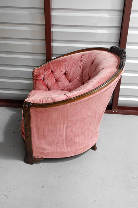 Art Deco Pink Velvet 1930's Vintage Club Chair