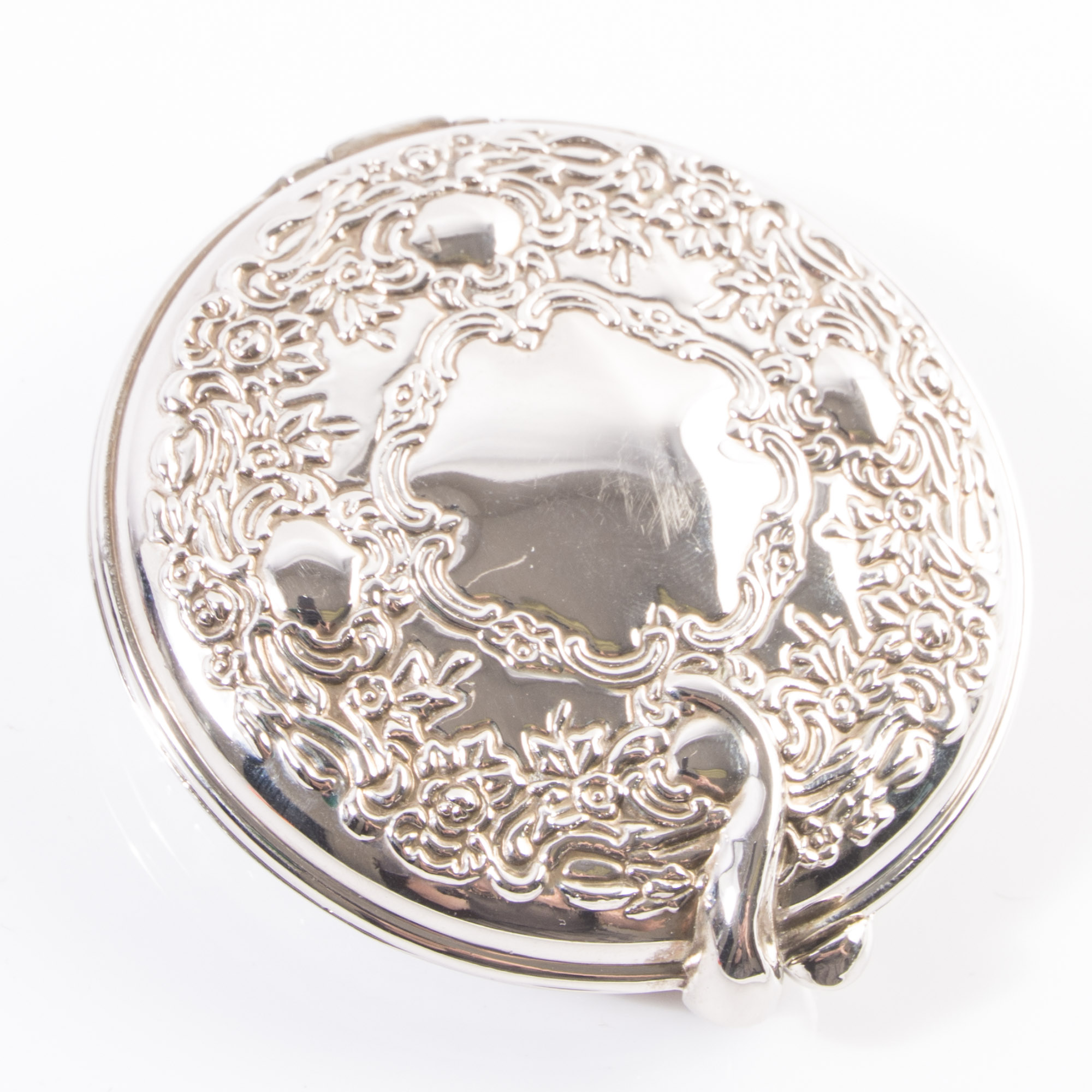 Victorian Style Silver Plated Compact