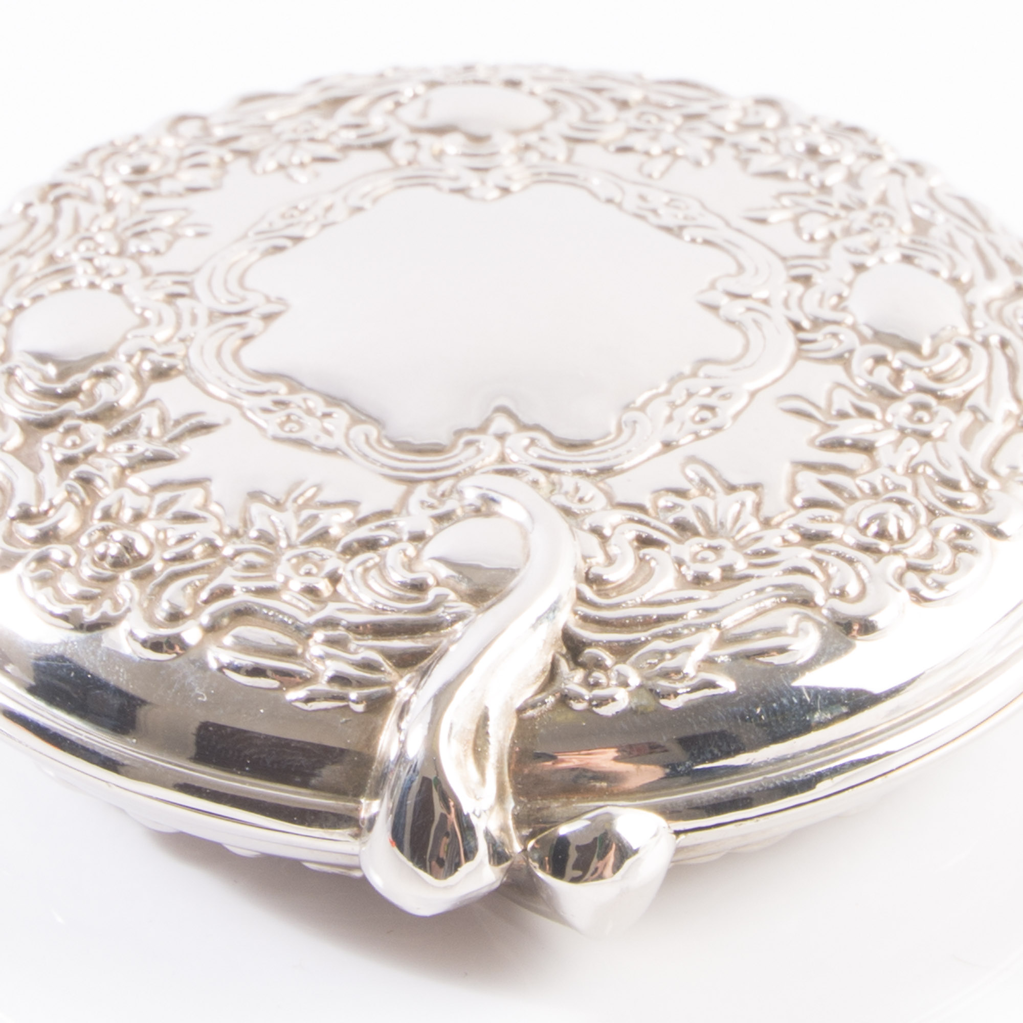 Victorian Style Silver Plated Compact