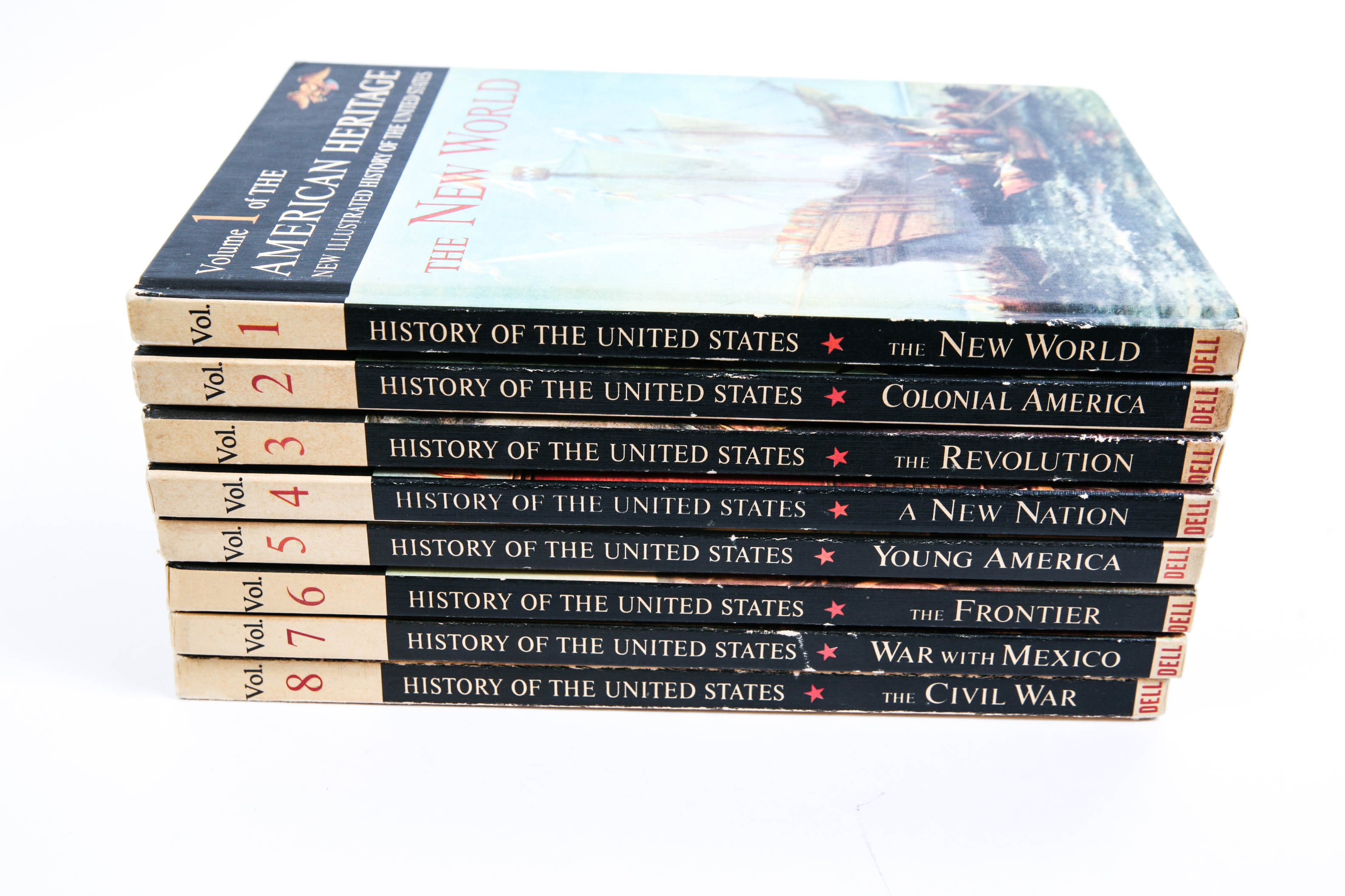 Volumes 1-8 of American Heritage from Dell Publishing