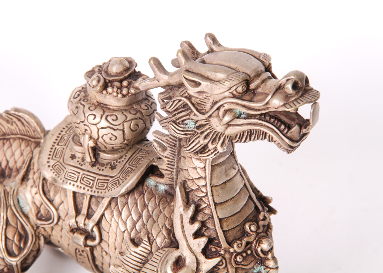 Chinese Silver Plate Dragon Figurine