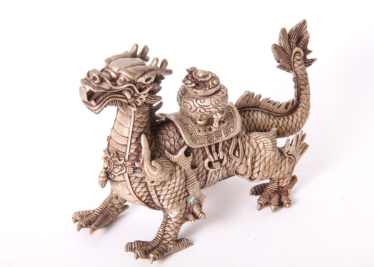 Chinese Silver Plate Dragon Figurine