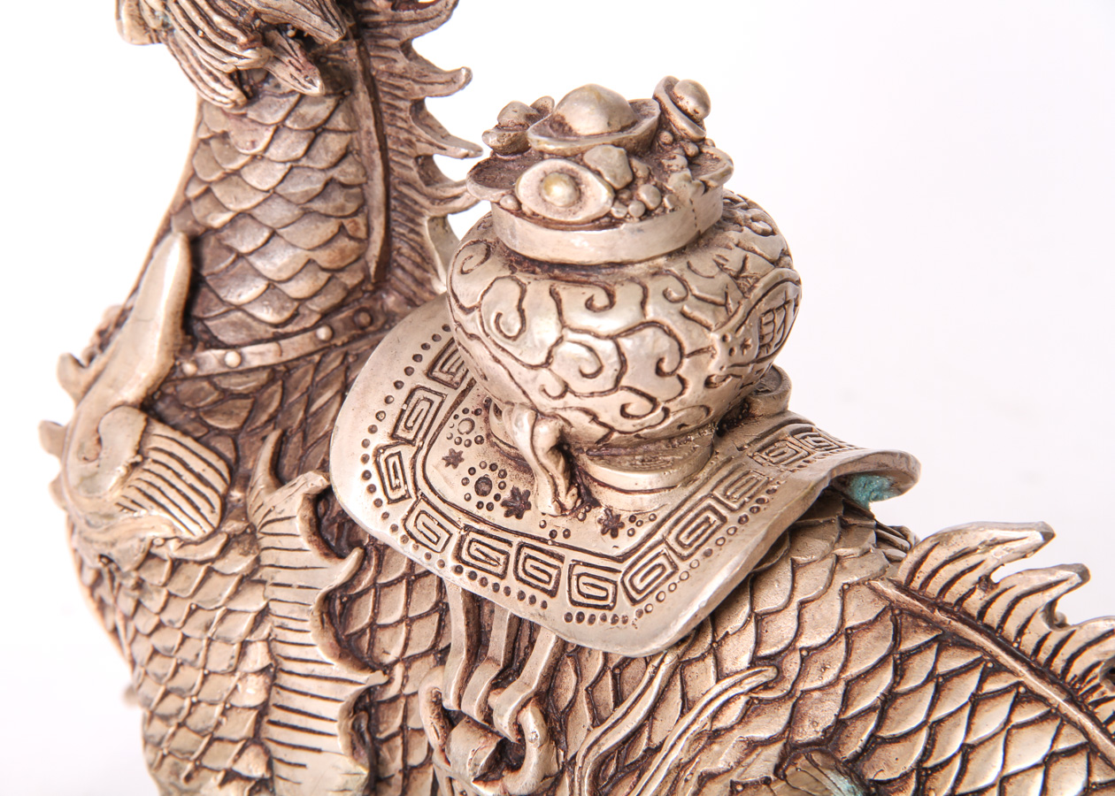 Chinese Silver Plate Dragon Figurine
