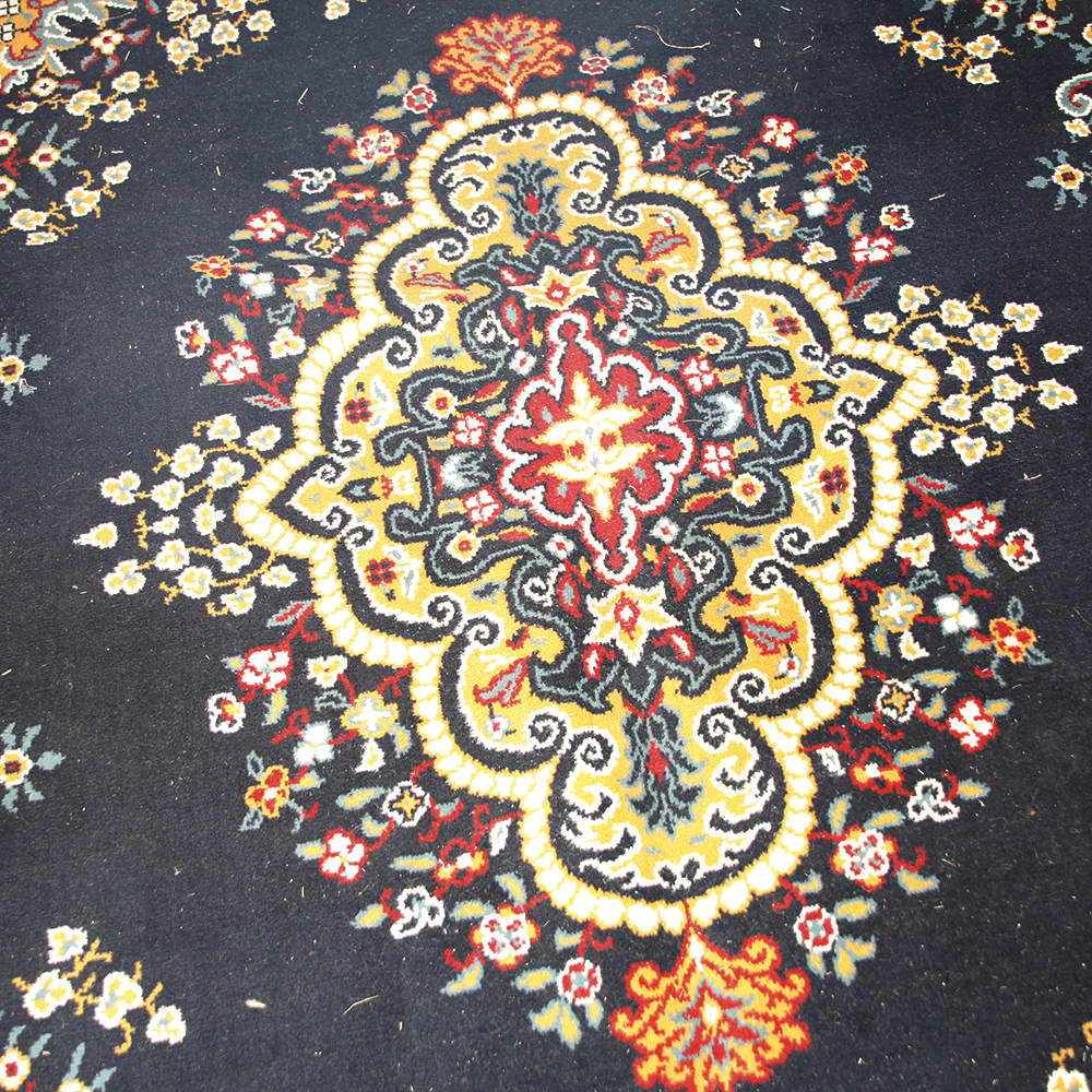 Blue Indoor Wool Area Rug and Matching Runner