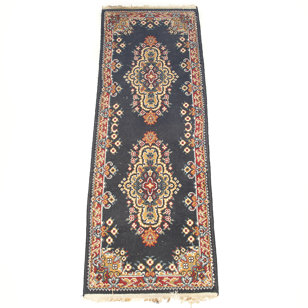 Blue Indoor Wool Area Rug and Matching Runner