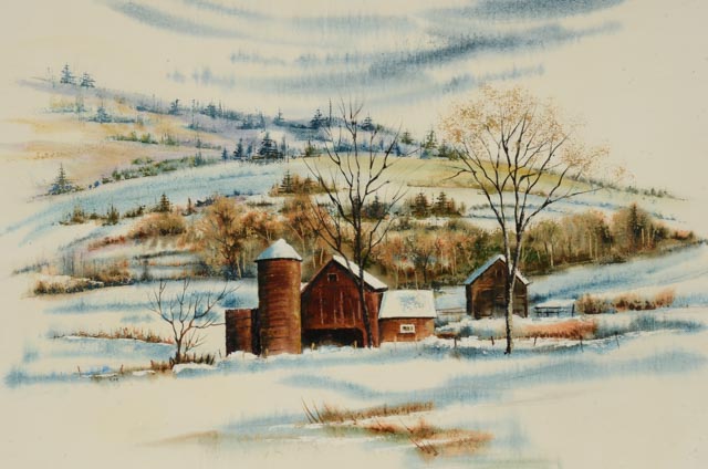Julie L. Hickcox Acrylic on Board Rural Winter Landscape - WVXU
