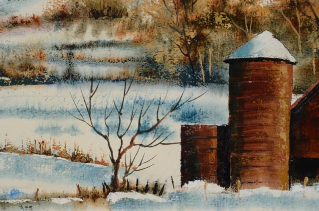 Julie L. Hickcox Acrylic on Board Rural Winter Landscape - WVXU