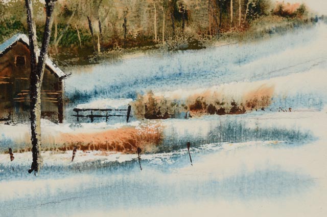 Julie L. Hickcox Acrylic on Board Rural Winter Landscape - WVXU