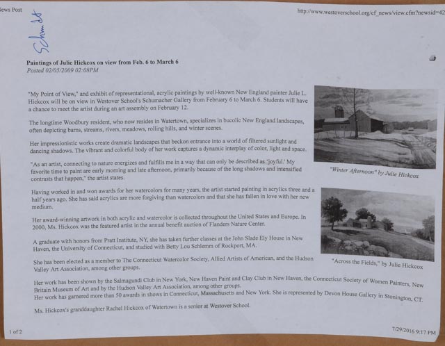 Julie L. Hickcox Acrylic on Board Rural Winter Landscape - WVXU