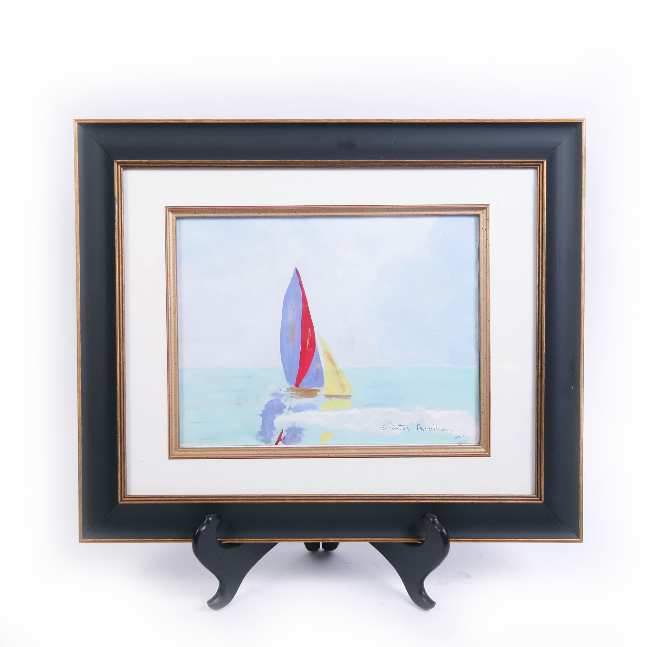 Santos Arellano "Beyond The Sea" Gouache Painting