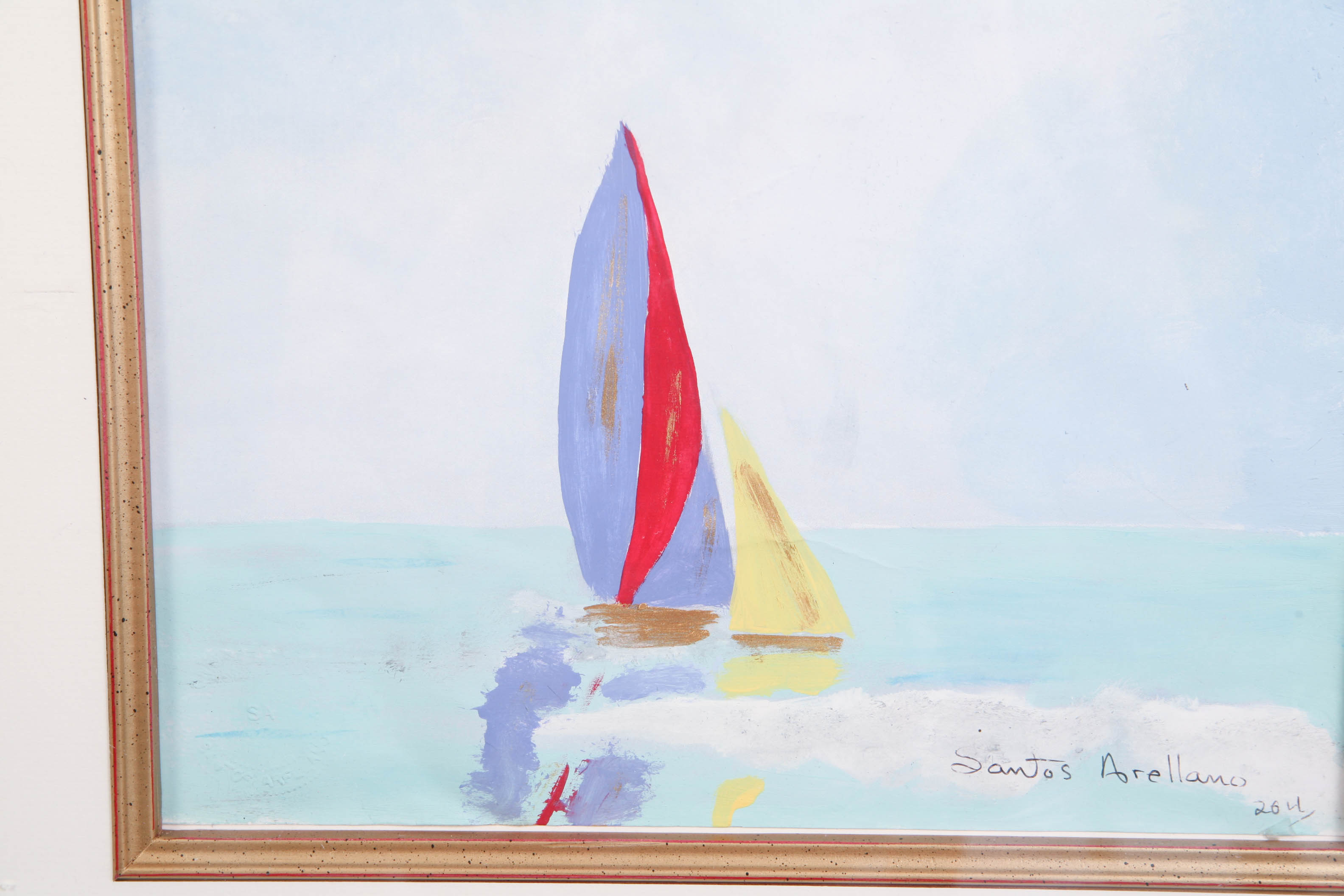 Santos Arellano "Beyond The Sea" Gouache Painting