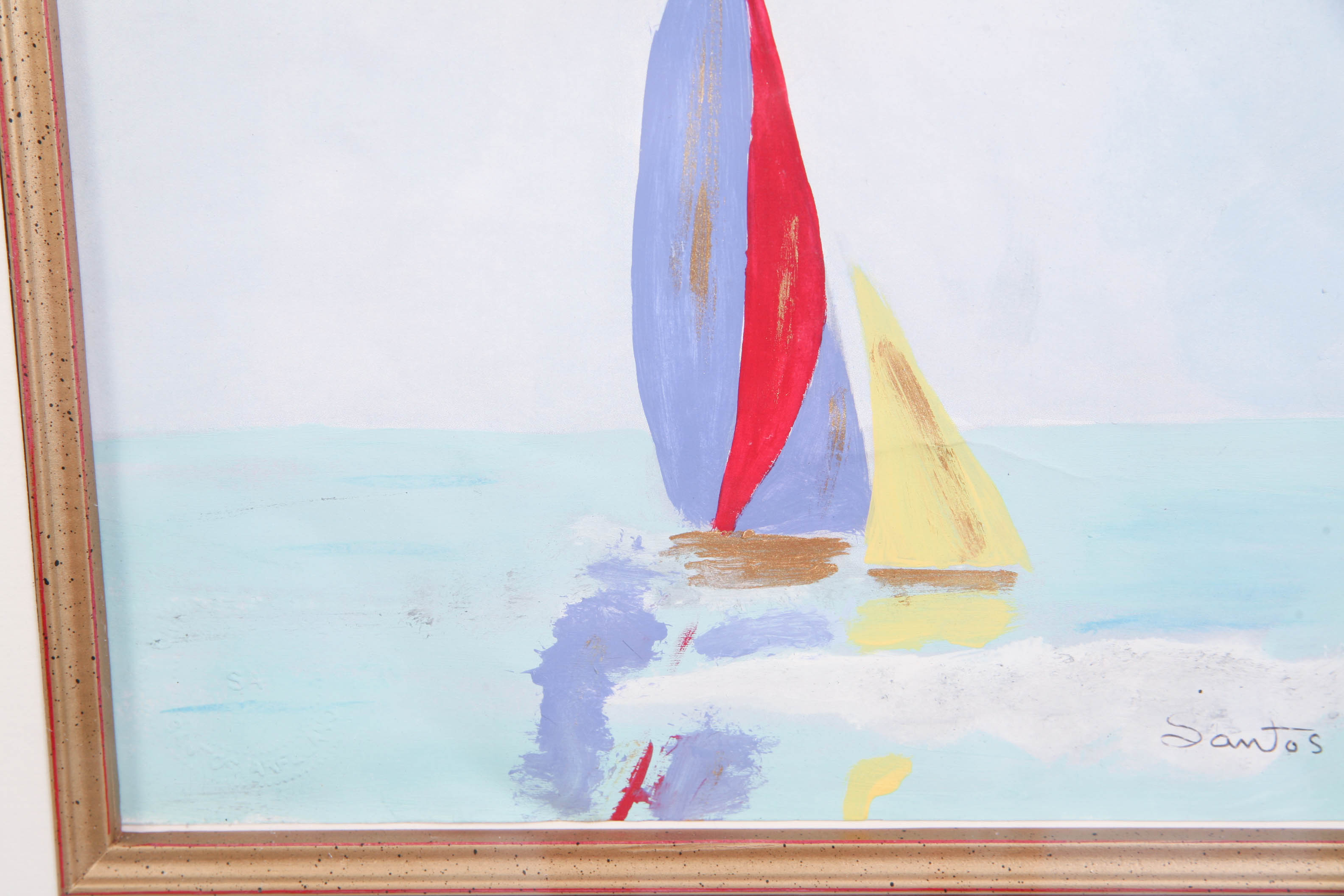 Santos Arellano "Beyond The Sea" Gouache Painting