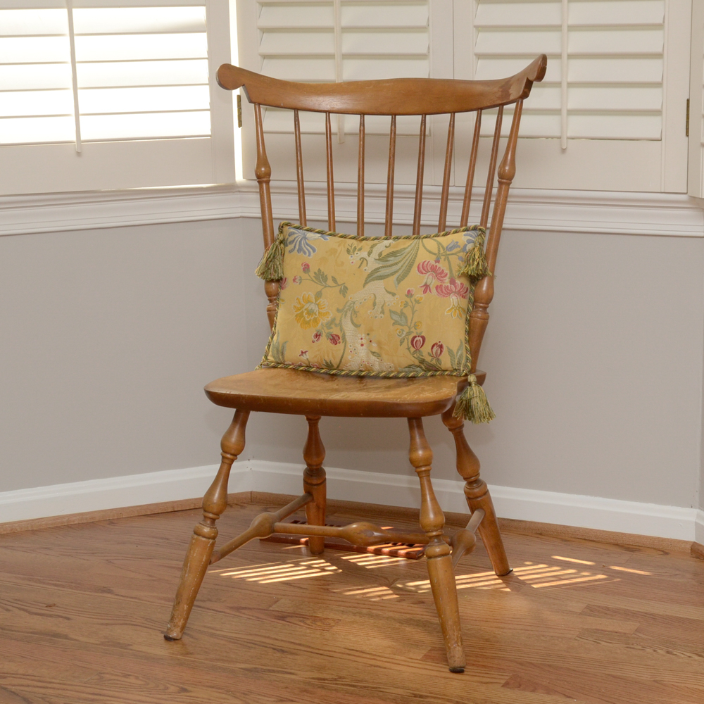 Vintage Colonial Style Spindleback Chair and Pillow