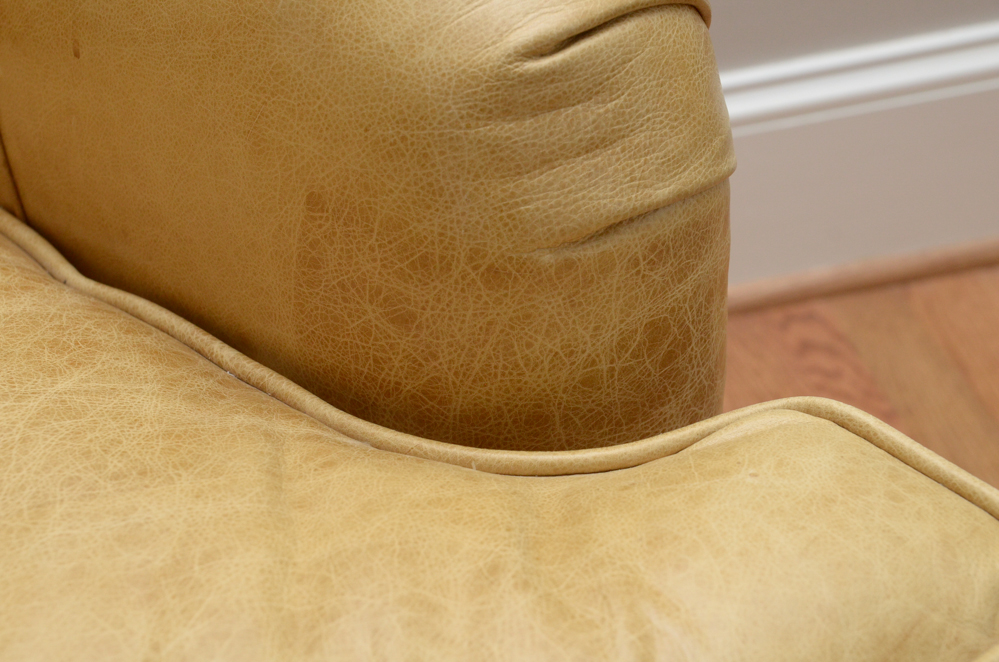 Pearson Furniture Yellow Leather Lounge Chair with Ottoman