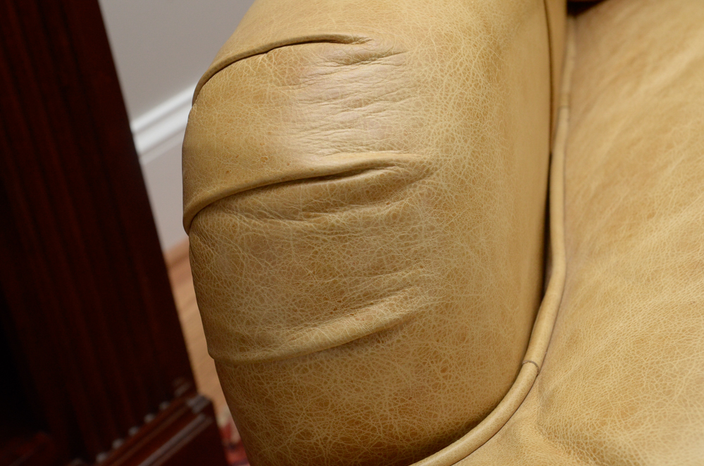 Pearson Furniture Yellow Leather Lounge Chair with Ottoman