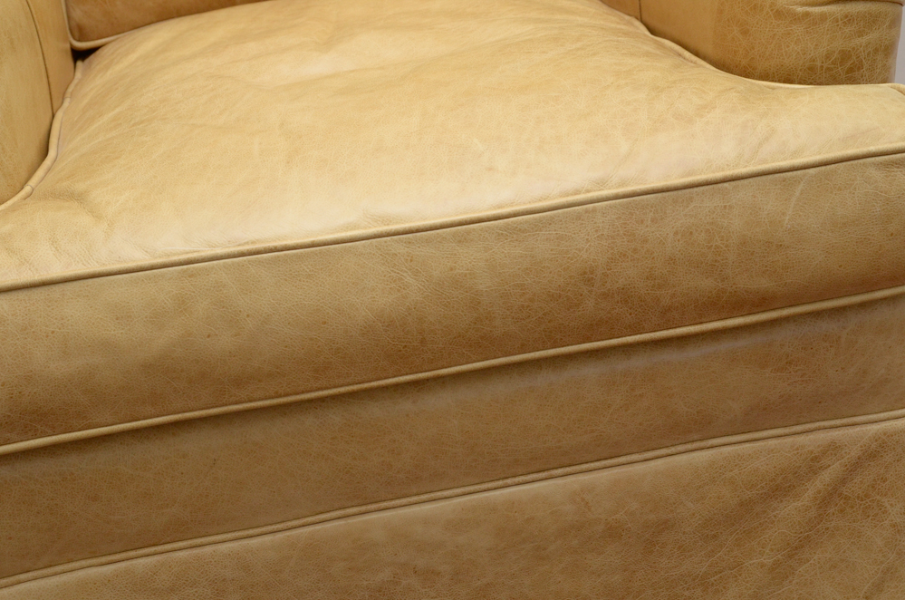 Pearson Furniture Yellow Leather Lounge Chair with Ottoman