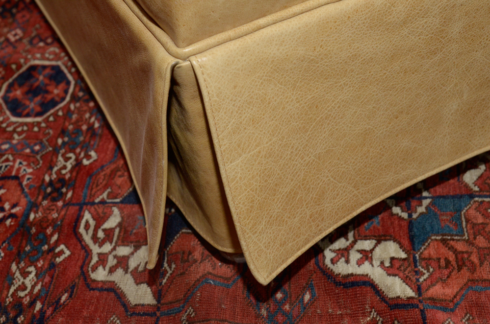 Pearson Furniture Yellow Leather Lounge Chair with Ottoman