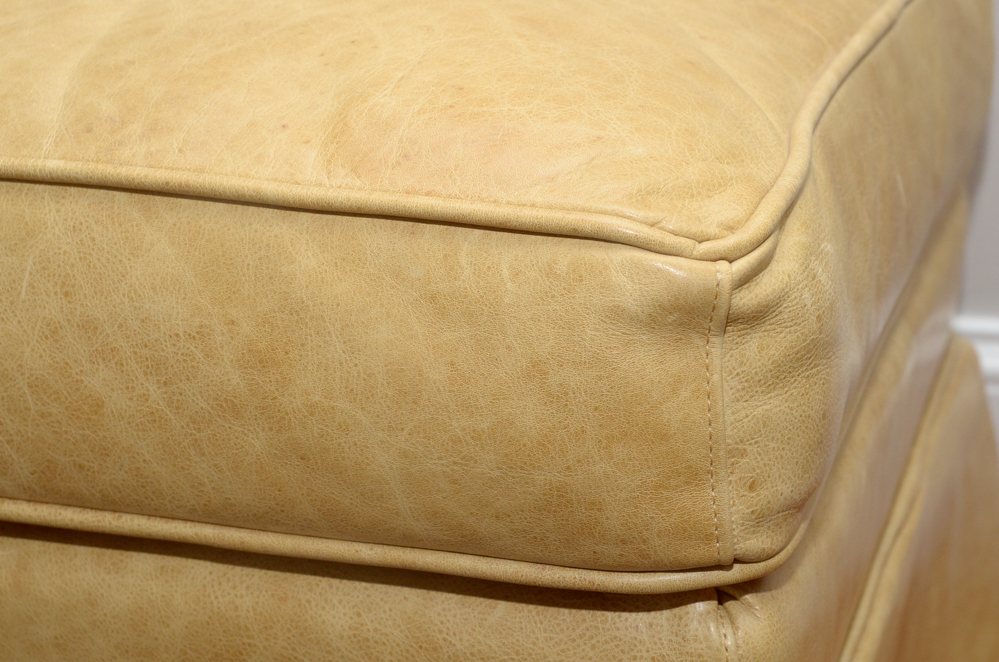 Pearson Furniture Yellow Leather Lounge Chair with Ottoman