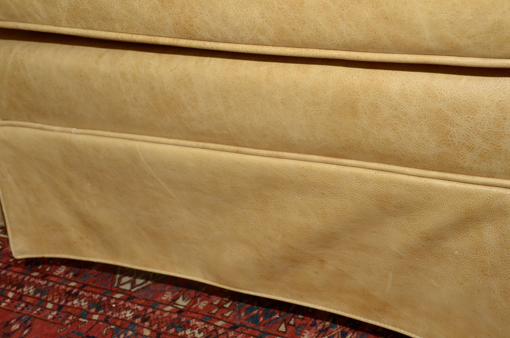 Pearson Furniture Yellow Leather Lounge Chair with Ottoman