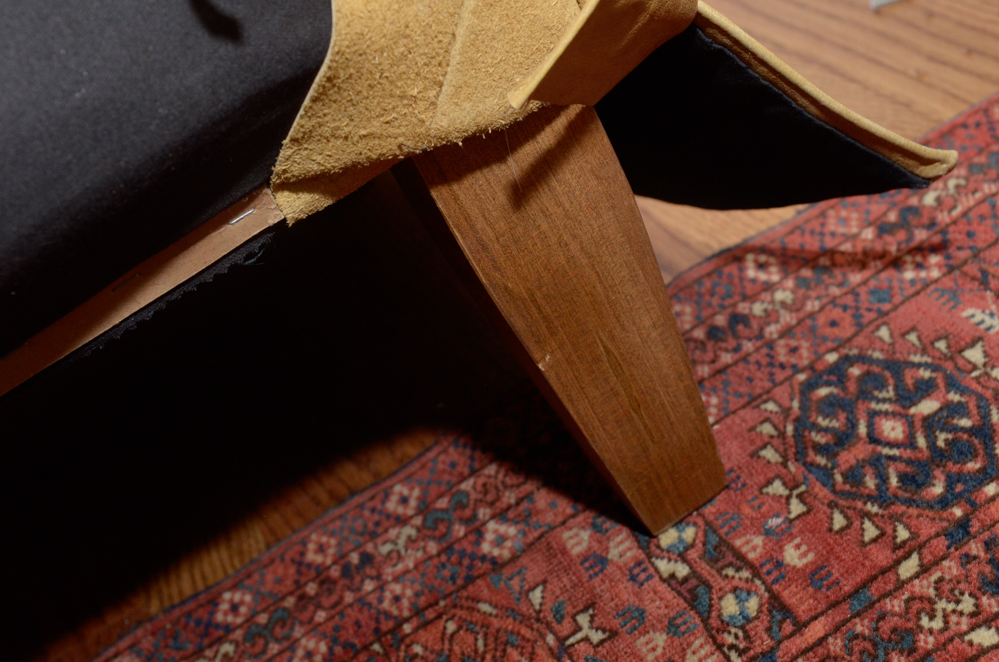 Pearson Furniture Yellow Leather Lounge Chair with Ottoman