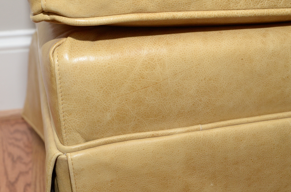 Pearson Furniture Yellow Leather Lounge Chair with Ottoman