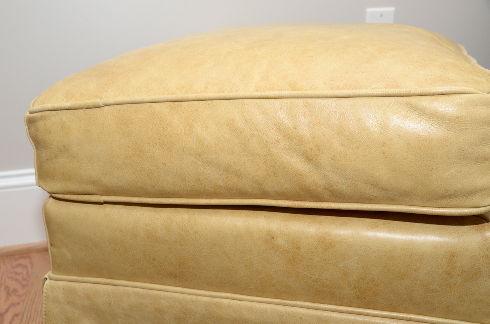 Pearson Furniture Yellow Leather Lounge Chair with Ottoman