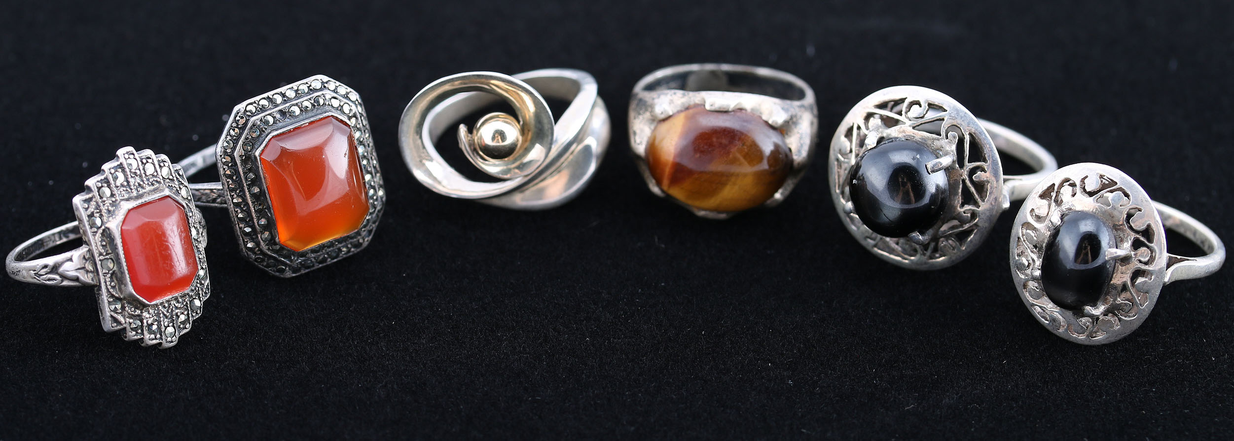 Assorment of Stamped Sterling Silver Rings with Various Stones