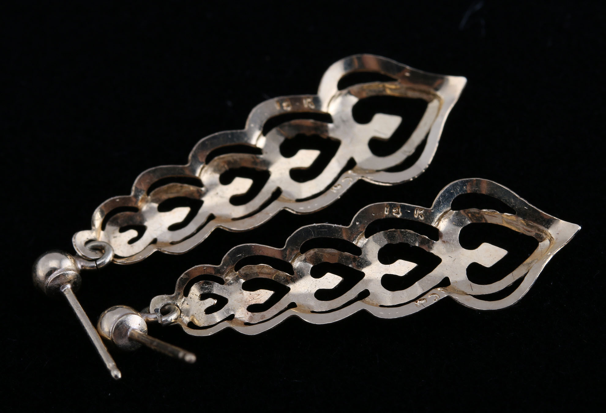 Two Pairs of 14K Yellow Gold Earrings