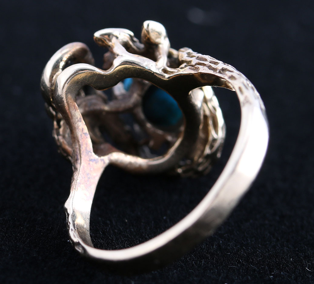 Bruce Mead 14K Yellow Gold Bisbee Turquoise Ring