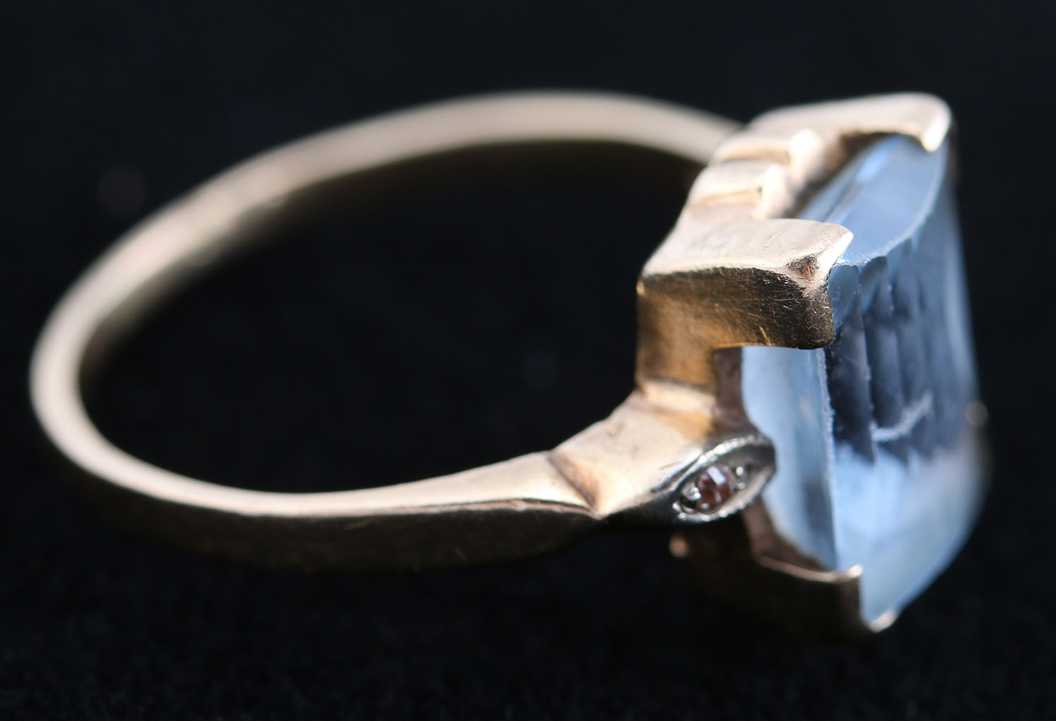 14K Yellow Gold, Diamond, and Synthetic Spinel Ring