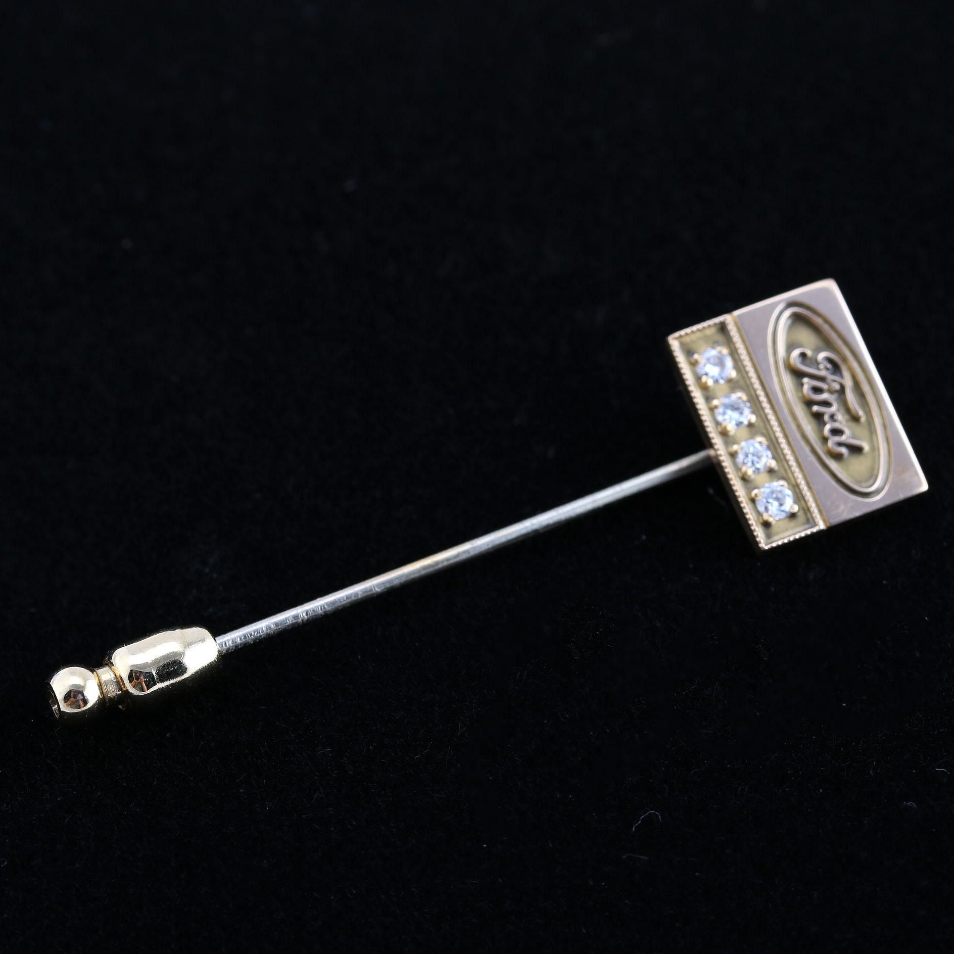 Diamond and 10K Ford Service Hat Pin