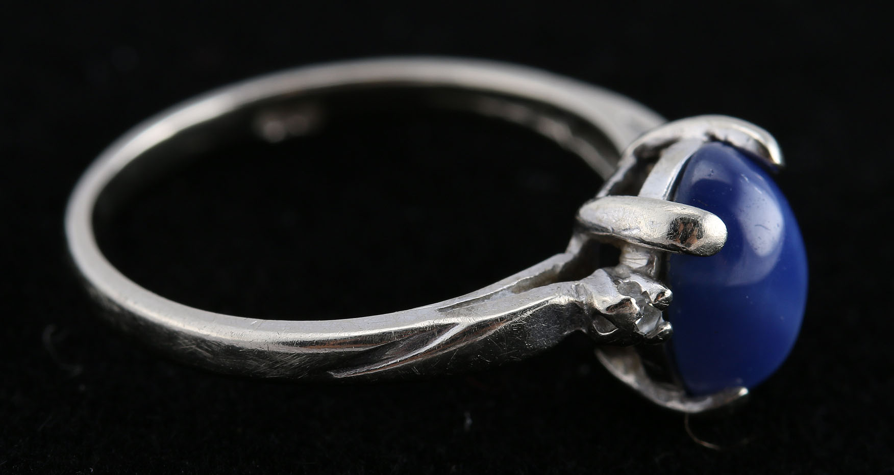 14K White Gold Star Sapphire and Diamond Ring