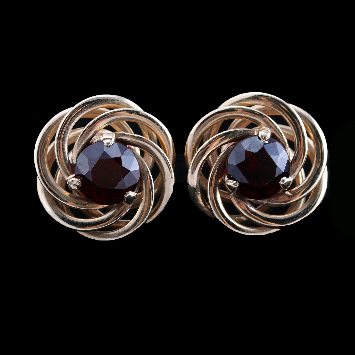 14K and 10K Yellow Gold Garnet Earrings