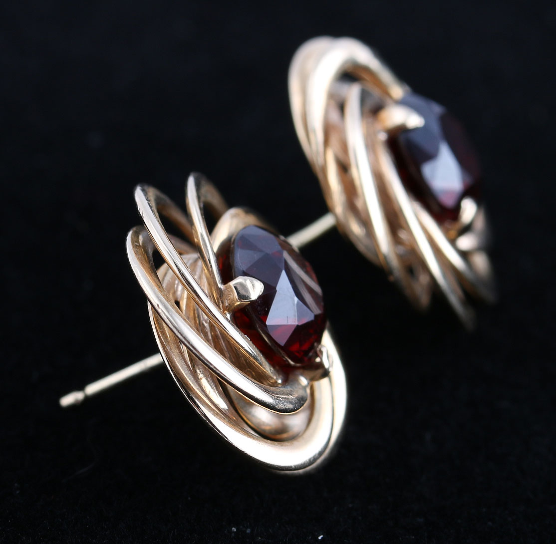 14K and 10K Yellow Gold Garnet Earrings