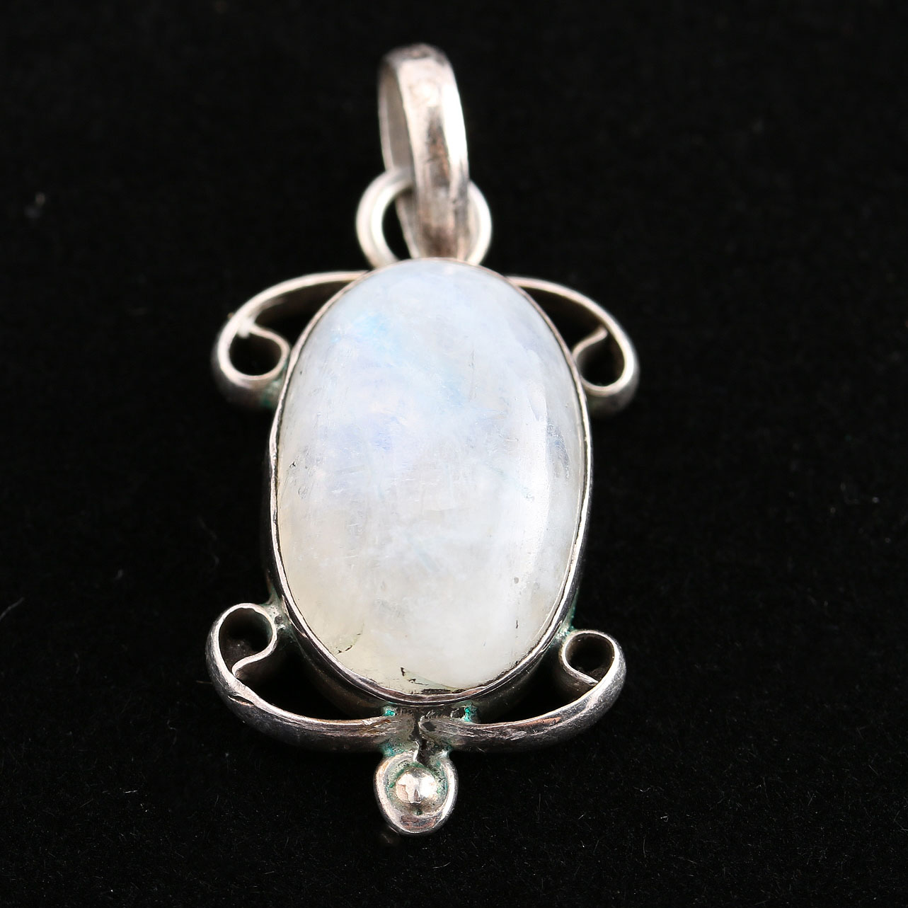 Sterling Silver Turtle Styled Moonstone Pendant