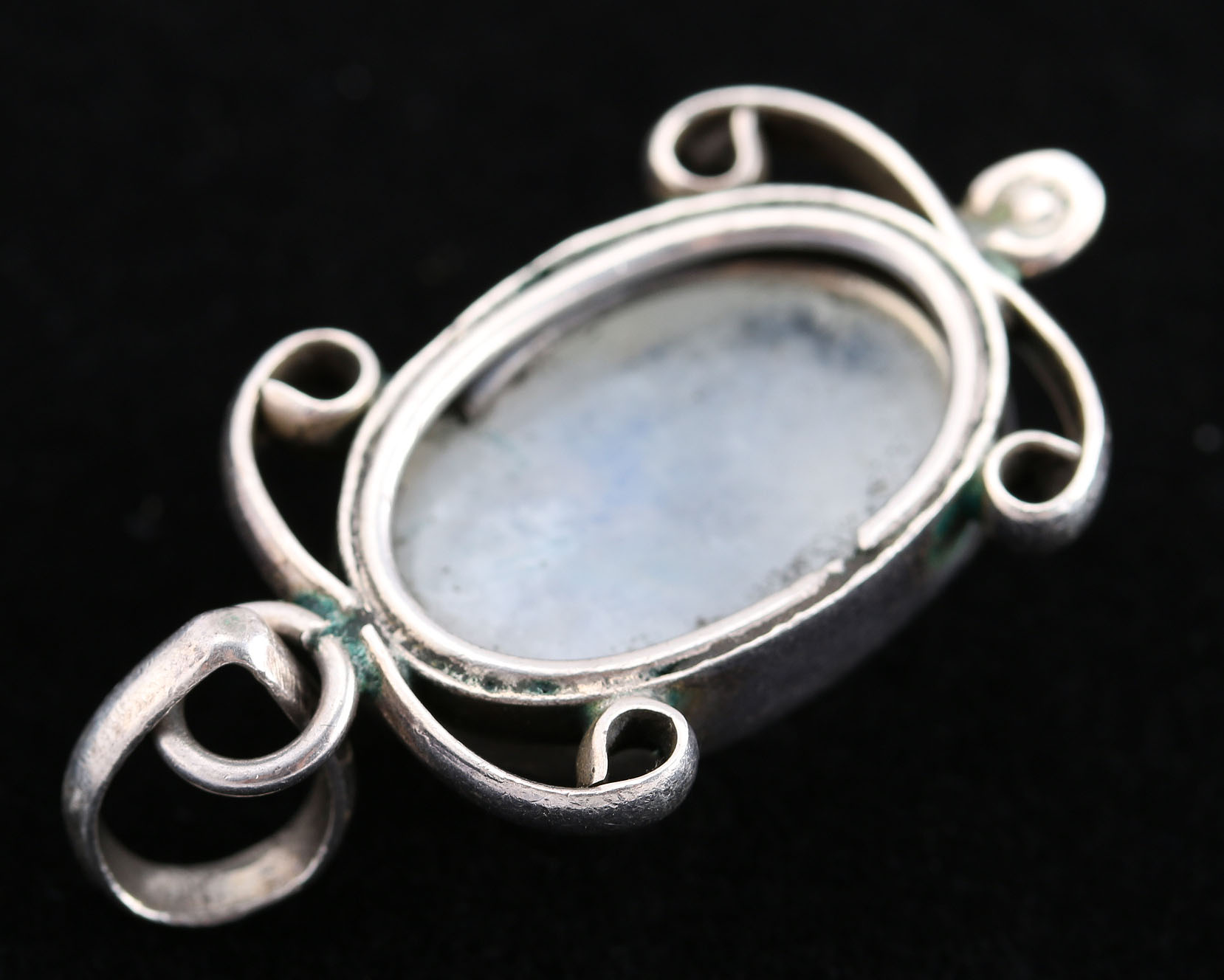 Sterling Silver Turtle Styled Moonstone Pendant