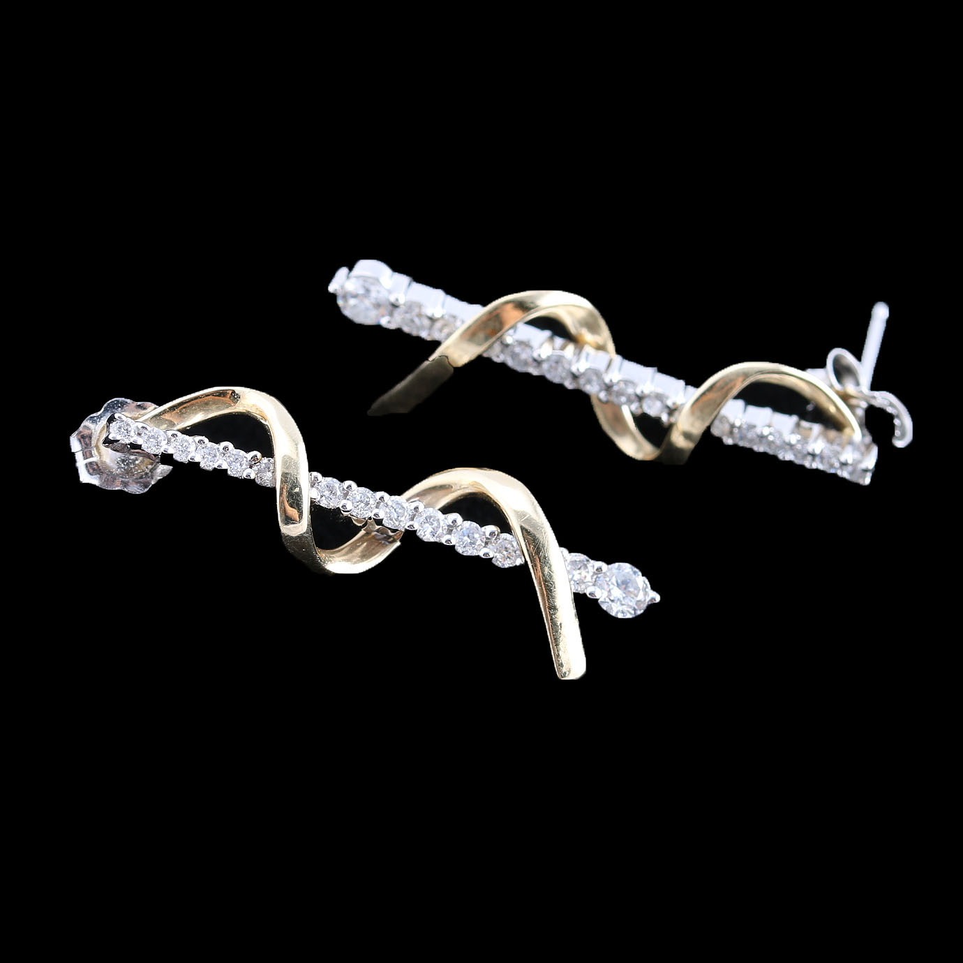 14K Yellow and White Gold Diamond Earrings