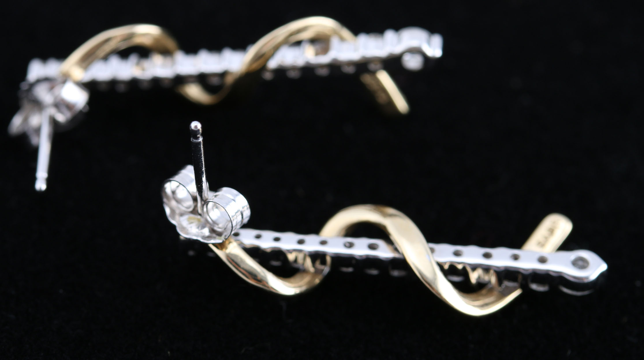 14K Yellow and White Gold Diamond Earrings