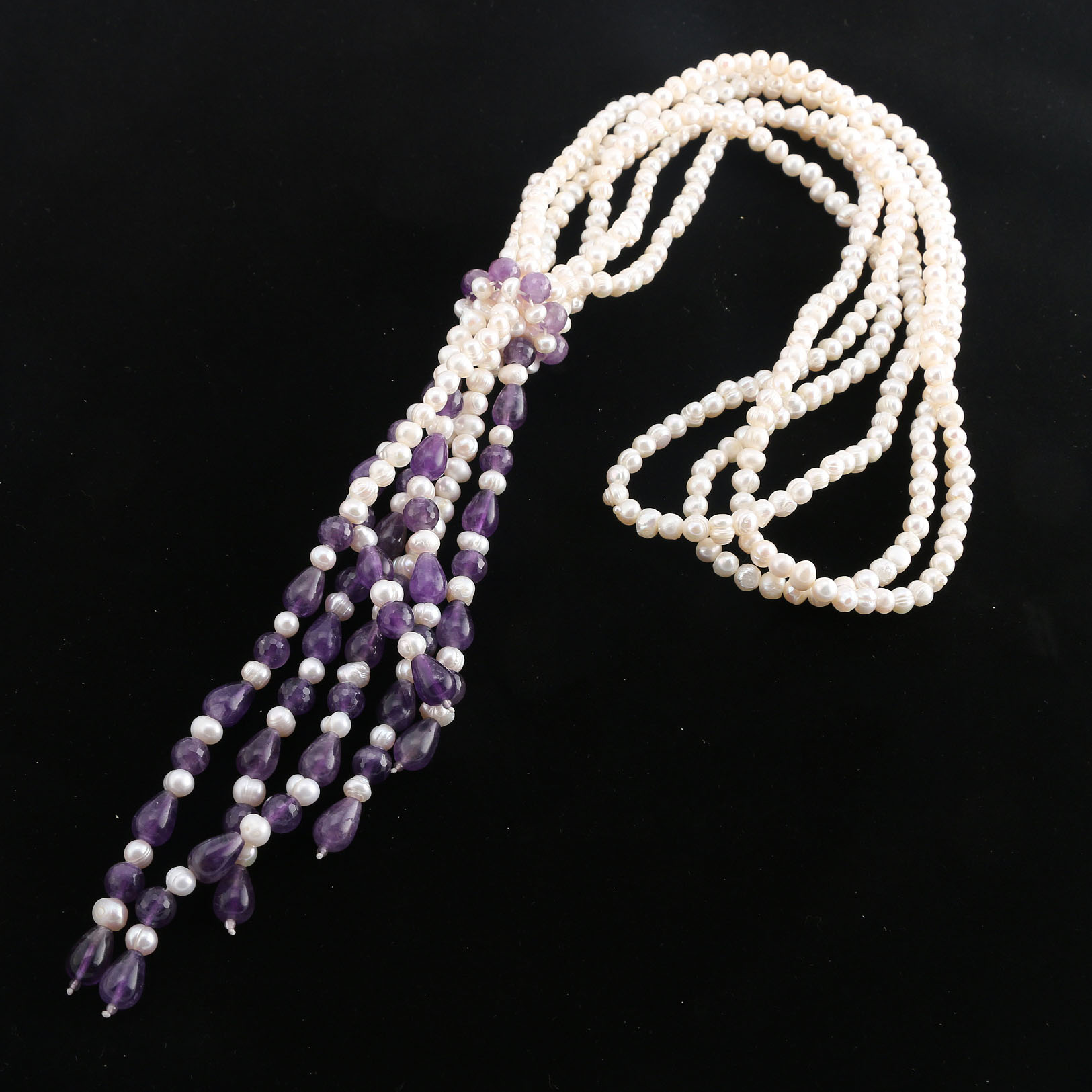 Cultured Pearl and Amethyst Necklace