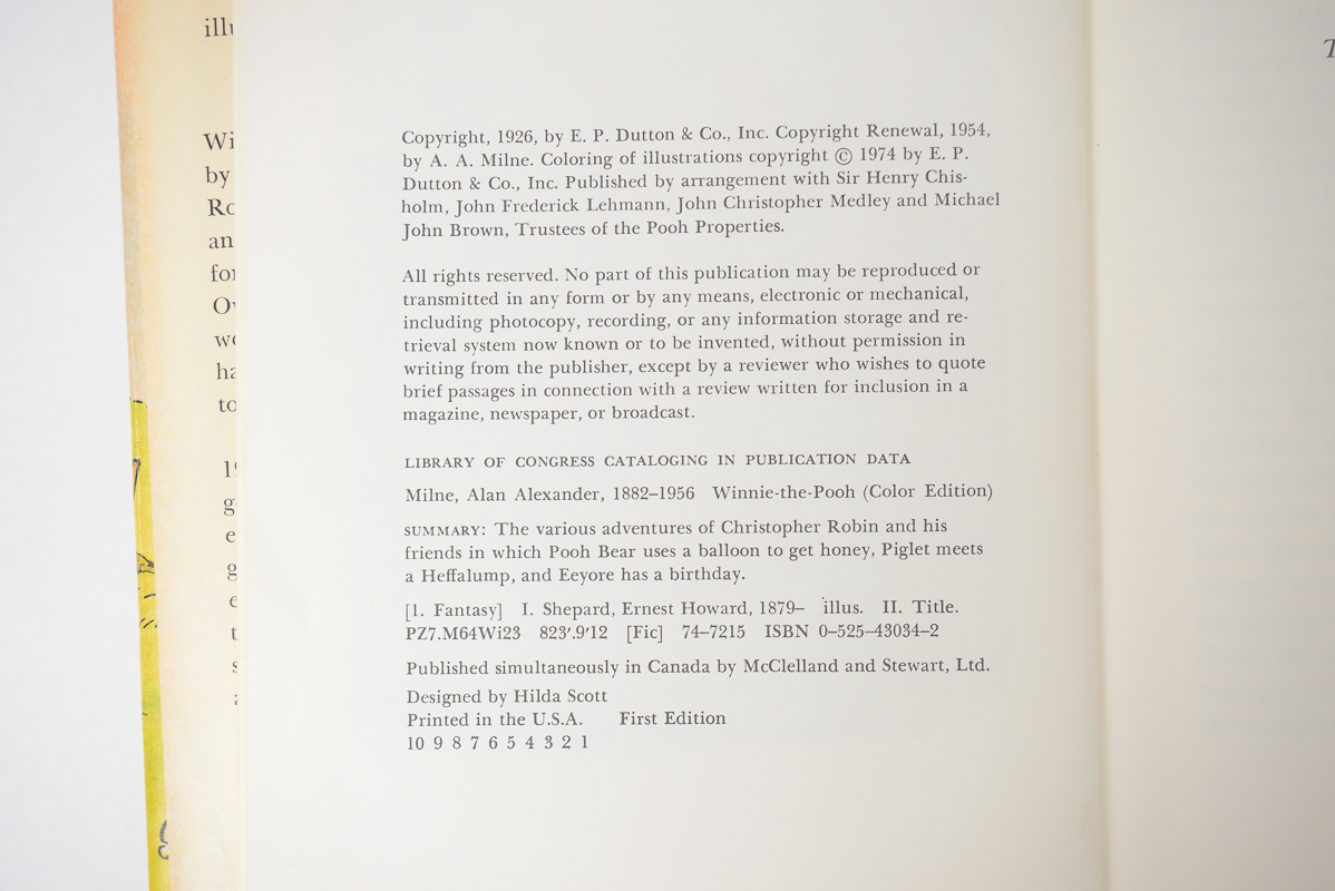 1974 Edition of "Winnie-the-Pooh"