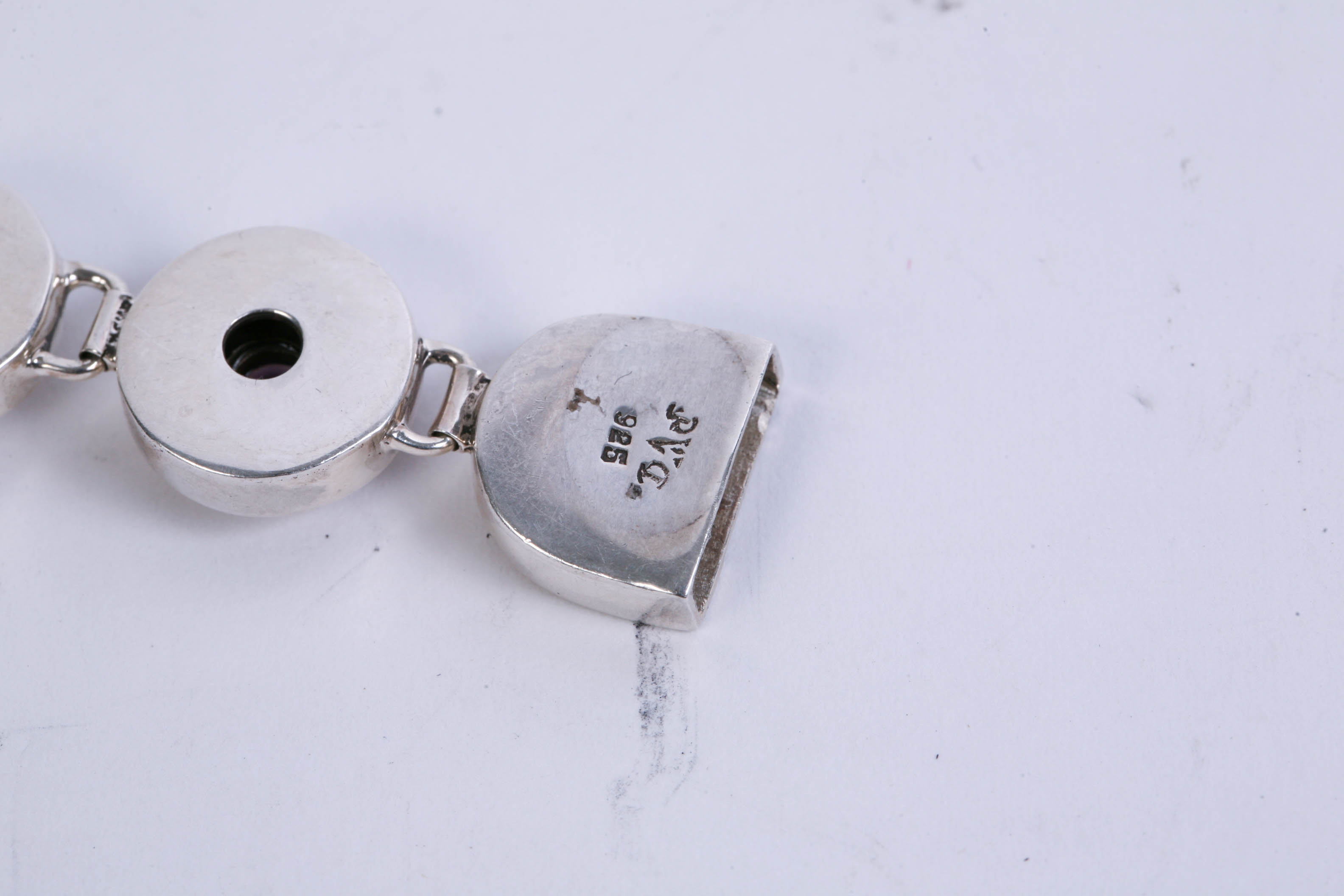 Two Sterling Silver Bracelets with Various Stones