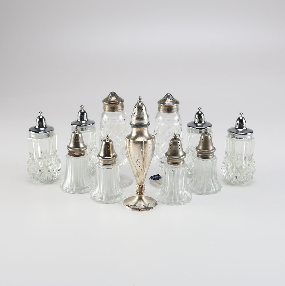 Set of Eleven Glass Shakers