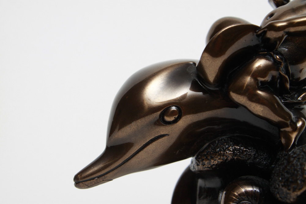 Giovanni Schoeman Cherub on Dolphin Cold Cast Bronze Sculpture